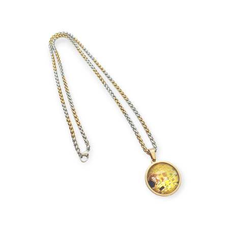 necklace steel gold silver klimt the kiss2